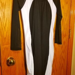 Black & White Sexy Silhouette Dress w mesh sleeves